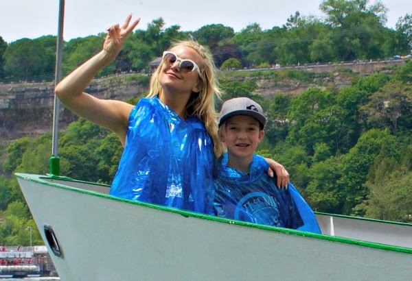 Actress Kate Hudson enjoys the sun before the mist on her Maid of the Mist excursion.