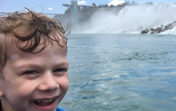 Mikey Gaffigan, son of comedian Jim Gaffigan, enjoys the mist!